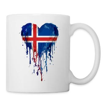 Island Nordisch Herzflagge Aquarell - Tasse - Weiß - Rechts