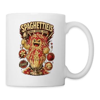 Spaghettieis Vanille Erdbeere Glück Shirt - Tasse - Weiß - Rechts