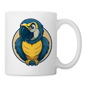 Papagei Kawaii Maskottchen Cartoon Clipart Logo Abzeichen - Tasse - Weiß - Rechts