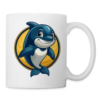 Mascotte Orca Kawaii Personnage de dessin animé Logo clipart - Mug blanc - blanc - Droite