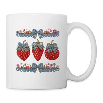 Crochet fraise cottagecore - Mug blanc - blanc - Droite