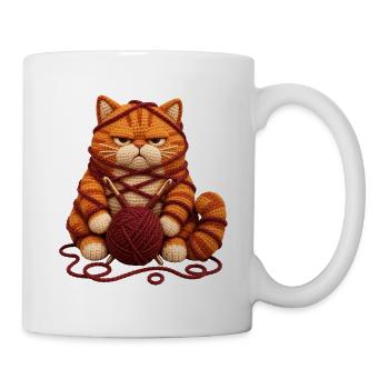 Häkel-Katzenliebhaber-Geschenk - Tasse - Weiß - Rechts