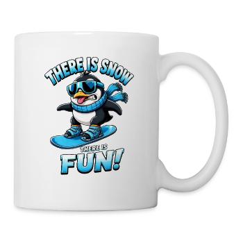 Pinguin Snowboard Wintersport Spruch - Tasse - Weiß - Rechts