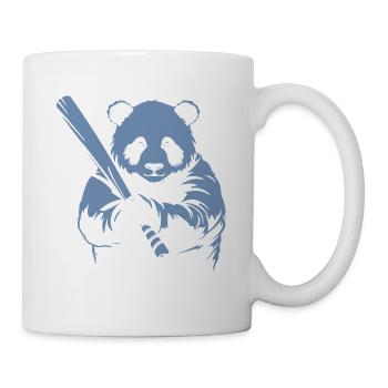 Minimalist Panda Baseball Player Silhouette - Mug - white - Right
