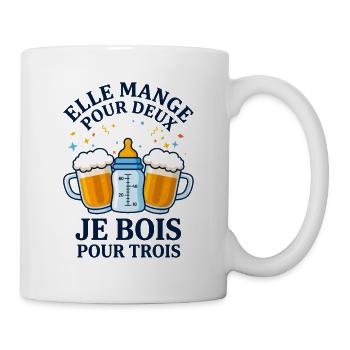 Elle Mange Pour Deux Je Bois Pour Trois - Mug blanc - blanc - Droite