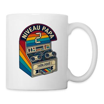 Niveau Papa 2 Débloqué Cadeau Rétro Vintage - Mug blanc - blanc - Droite