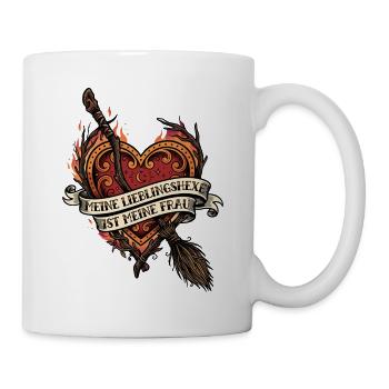 Lieblingshexe Herz Hexenbesen Frau - Tasse - Weiß - Rechts