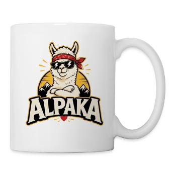 Alpaka Cool Sonnenbrille Lustiges Motiv - Tasse - Weiß - Rechts