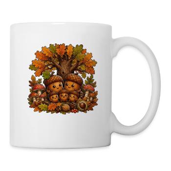 Kastanienfamilie im Herbstwald - Tasse - Weiß - Rechts