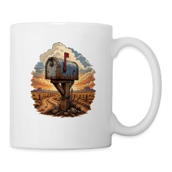 Boîte aux lettres rouillée sur le chemin du désert - Mug blanc - blanc - Droite