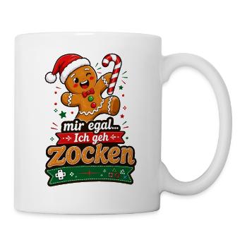 Mir egal Ich geh Zocken Lebkuchen Gamer Weihnachte - Tasse - Weiß - Rechts