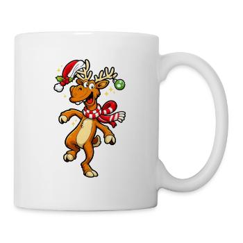 Lustiges Rentier Tanzen Weihnachten Elch - Tasse - Weiß - Rechts