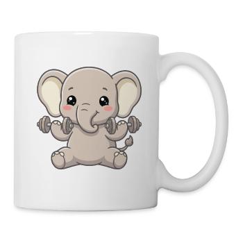 Bébé éléphant avec haltères Motif de salle de sport - Mug blanc - blanc - Droite