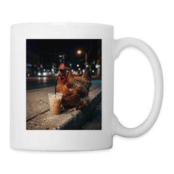 Nachtstimmung Huhn mit Kaffee - Tasse - Weiß - Rechts