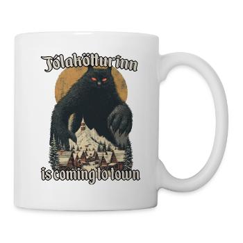 Riesige Schwarze Katze Isländische Weihnachtsnacht - Tasse - Weiß - Rechts