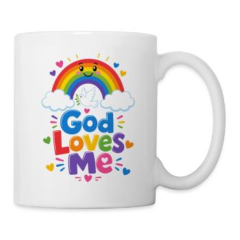 Gott liebt mich Regenbogen - Tasse - Weiß - Rechts