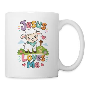 Jesus Loves Me Buntes Schafdesign - Tasse - Weiß - Rechts
