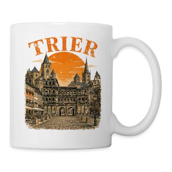  Vintage Trier Skyline historische Straßenansicht - Tasse - Weiß - Rechts