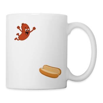 Hotdog springt ins Brötchen – Hotdog zum 4. Juli - Tasse - Weiß - Rechts