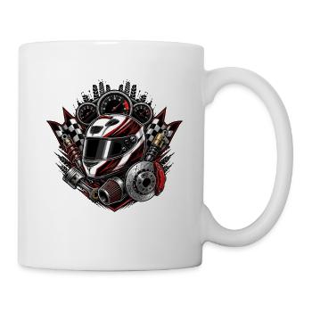 Casque de course avec détails des jauges - Mug blanc - blanc - Droite