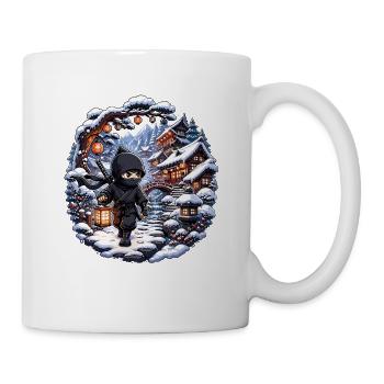 Winter ninja in snowy village - Mug - white - Right