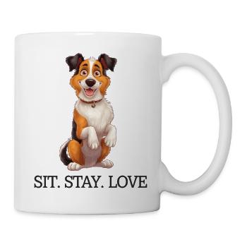 Sit Stay Love 2 Tri-Colour Border Collie Dog Merch - Mug - white - Right