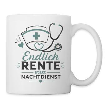 Endlich in Rente – Krankenschwester & Stethoskop - Tasse - Weiß - Rechts