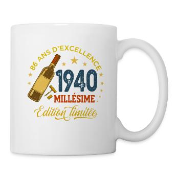 86 Ans Millésime 1940 Anniversaire Vin Rétro - Mug blanc - blanc - Droite