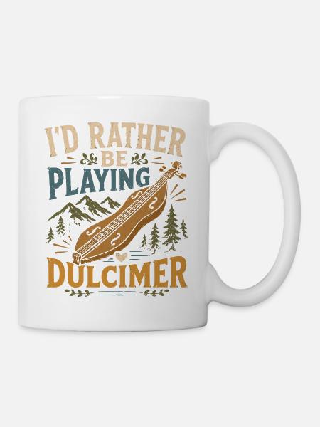  Hackbrett Dulcimer-Musiker Zupfinstrument - Tasse - Weiß