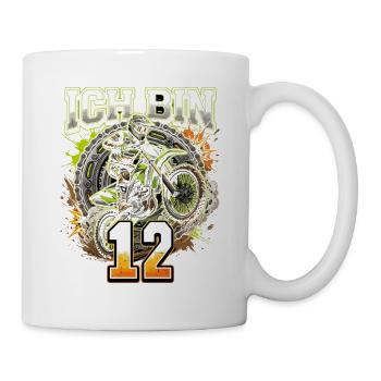 Ich bin 12 Motocross Fahrer - Tasse - Weiß - Rechts