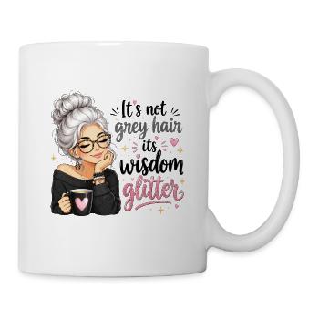 Gray hair wisdom glitter - Mug - white - Right