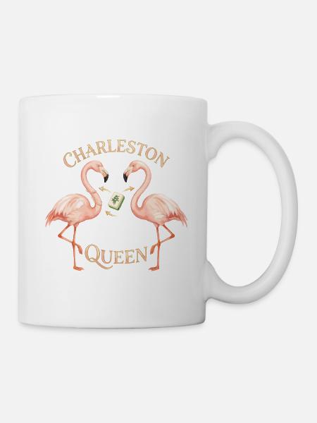 Mahjong Charleston Queen Flamingo - Tasse - Weiß