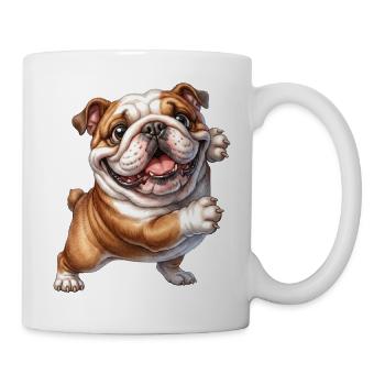 Fröhliches Bulldoggenmotiv - Tasse - Weiß - Rechts