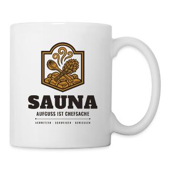 Sauna Aufguss Ist Chefsache Saunameister Geschenk - Tasse - Weiß - Rechts
