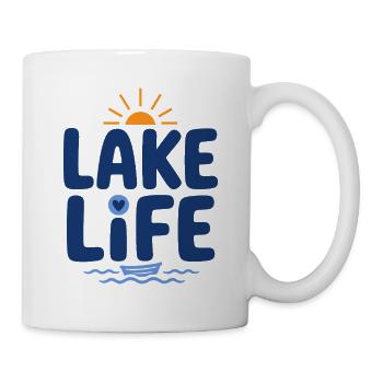 Logo du Coucher de soleil de la vie au lac - Mug blanc - blanc - Droite