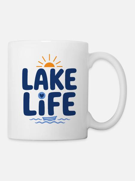 Lake Life Sunset Logo - Tasse - Weiß