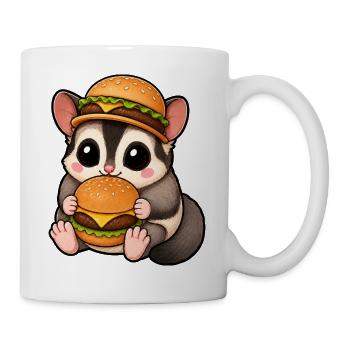 Cute Thylacine Marten with Burger Cartoon - Mug - white - Right