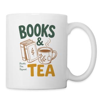 Books And Tea - Books & Tea Fans, Bookworm Reading - Mug - white - Right