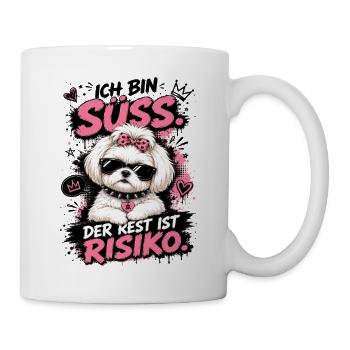 Ich bin süß – Der Rest ist Risiko Hund Malteser  - Tasse - Weiß - Rechts