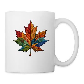Feuille arc-en-ciel avec motifs botaniques - Mug blanc - blanc - Droite