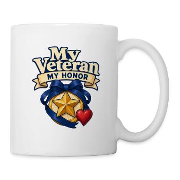 Mein Veteran, meine Ehre, stolze Veteranen-Ehefrau, Militär-G - Tasse - Weiß - Rechts