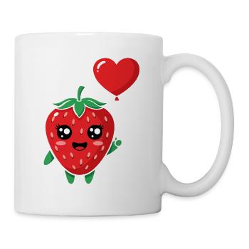 Fraise câline avec ballon en forme de cœur - Mug blanc - blanc - Droite
