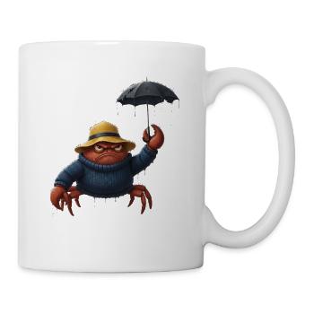 Crabe en colère avec parapluie - Mug blanc - blanc - Droite