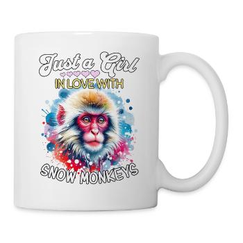 Schneeaffe Mädchen Snow Monkey - Tasse - Weiß - Rechts
