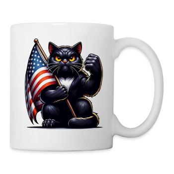 Schwarze Katze Grumpy Black Cat - Tasse - Weiß - Rechts