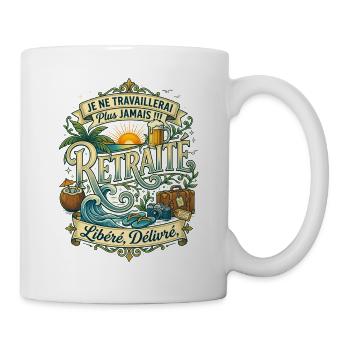 Vive la Retraite - Cadeau Humour Voyage et Plage - Mug blanc - blanc - Droite