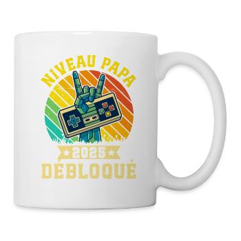 Niveau Papa 2025 Débloqué - Cadeau Futur Père Rétr - Mug blanc - blanc - Droite