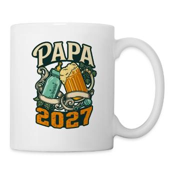 Papa 2027 – Bier & Babyflaschengeschenk - Tasse - Weiß - Rechts