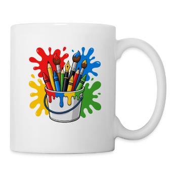 Dessin, peintre, artiste, pinceau, art coloré - Mug blanc - blanc - Droite