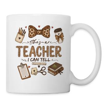 Sie ist Lehrerin, das merke ich Süßer Leopardenlehrer - Tasse - Weiß - Rechts